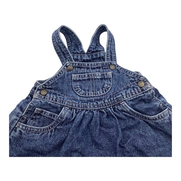 Childrens Place Baby Girl 3-6M Blue Denim Ruffle Overall Dress Adjustable Straps - Picture 6 of 8